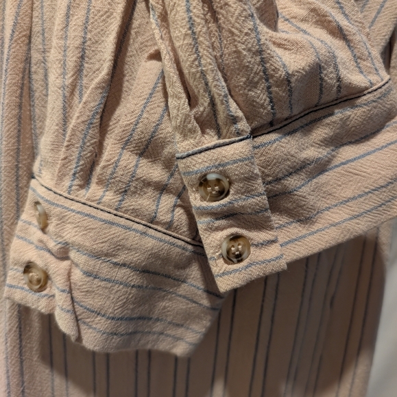 FP Free People Audrey linen blend stripe midi shirt dress (Belt Not Included) - Picture 8 of 13